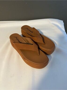Free People Cognac Platform Thong Sandals